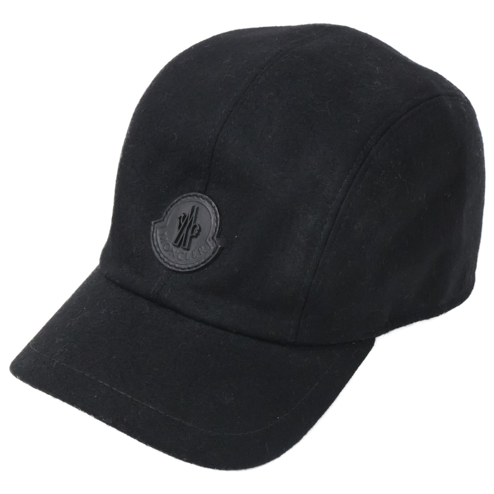 MONCLER モンクレール 【美品】BERRETTO ウール レザーロゴワッペン ベースボールキャップ 帽子