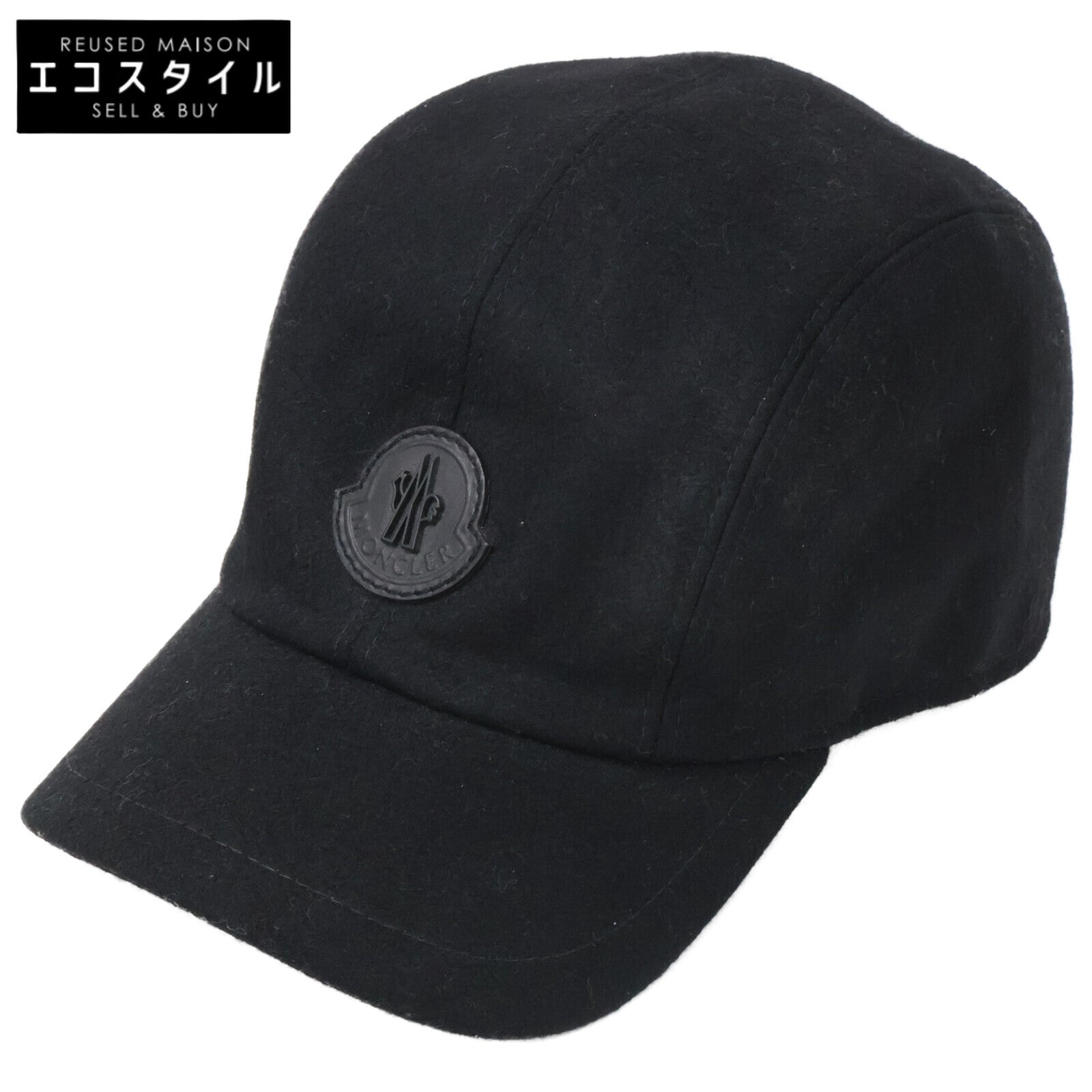 MONCLER モンクレール 【美品】BERRETTO ウール レザーロゴワッペン ベースボールキャップ 帽子