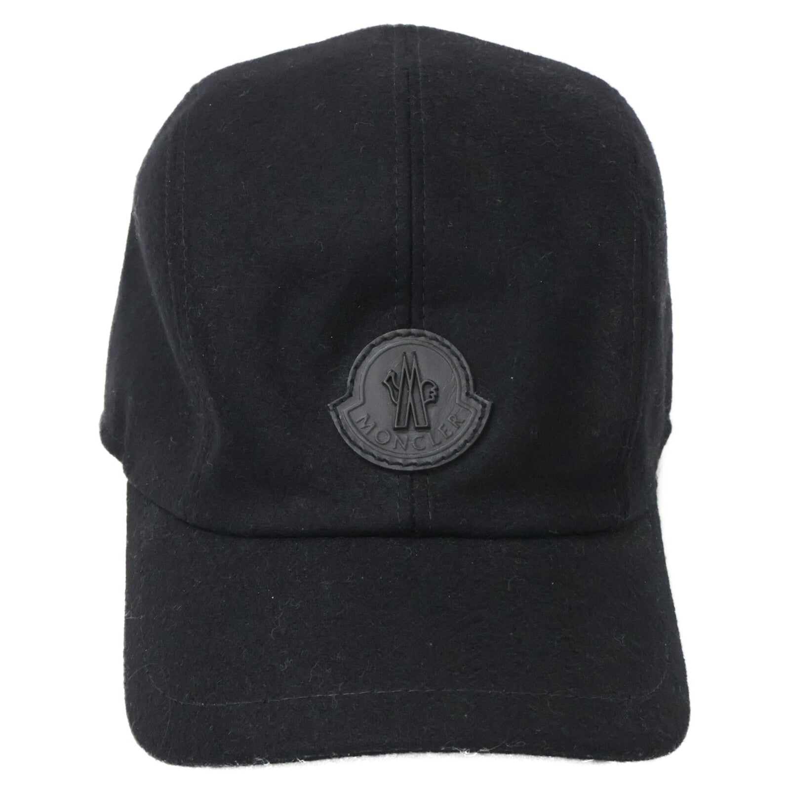 MONCLER モンクレール 【美品】BERRETTO ウール レザーロゴワッペン ベースボールキャップ 帽子