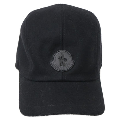 MONCLER モンクレール 【美品】BERRETTO ウール レザーロゴワッペン ベースボールキャップ 帽子