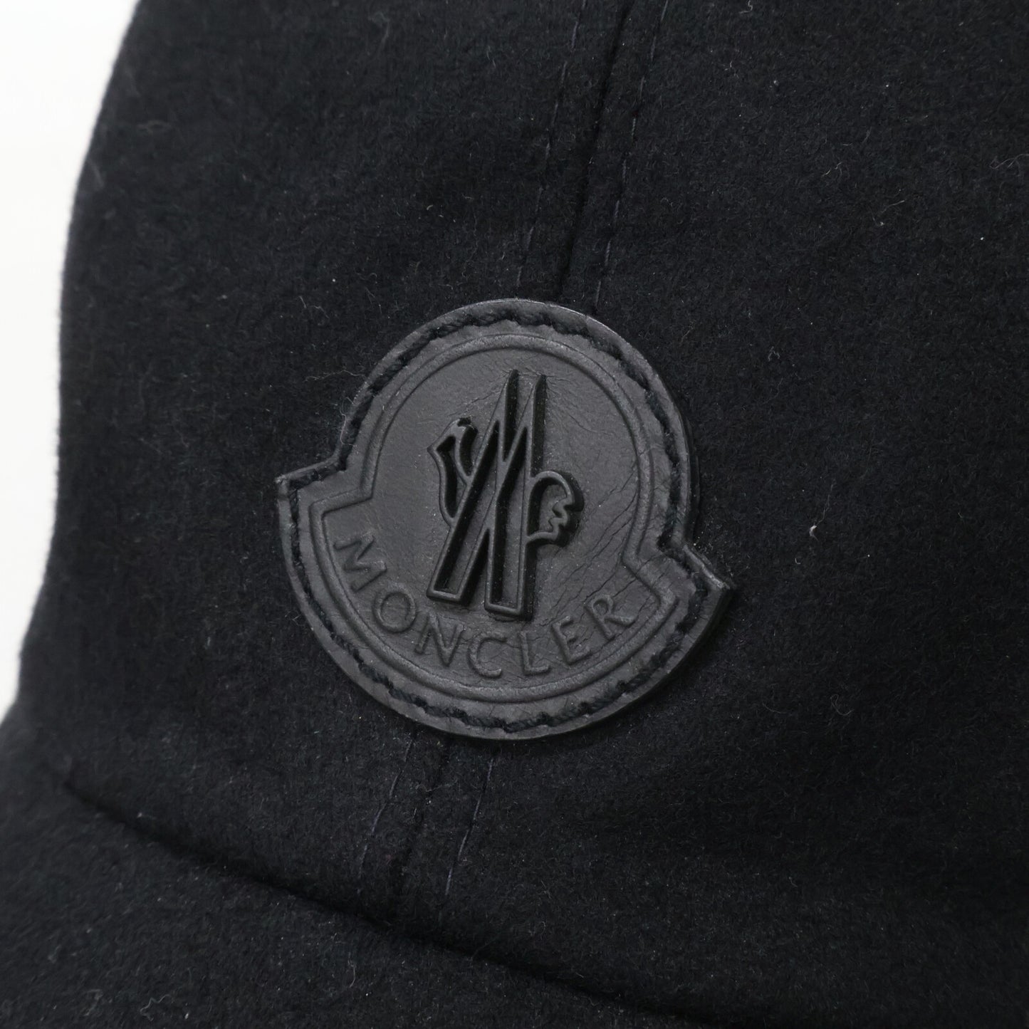MONCLER モンクレール 【美品】BERRETTO ウール レザーロゴワッペン ベースボールキャップ 帽子