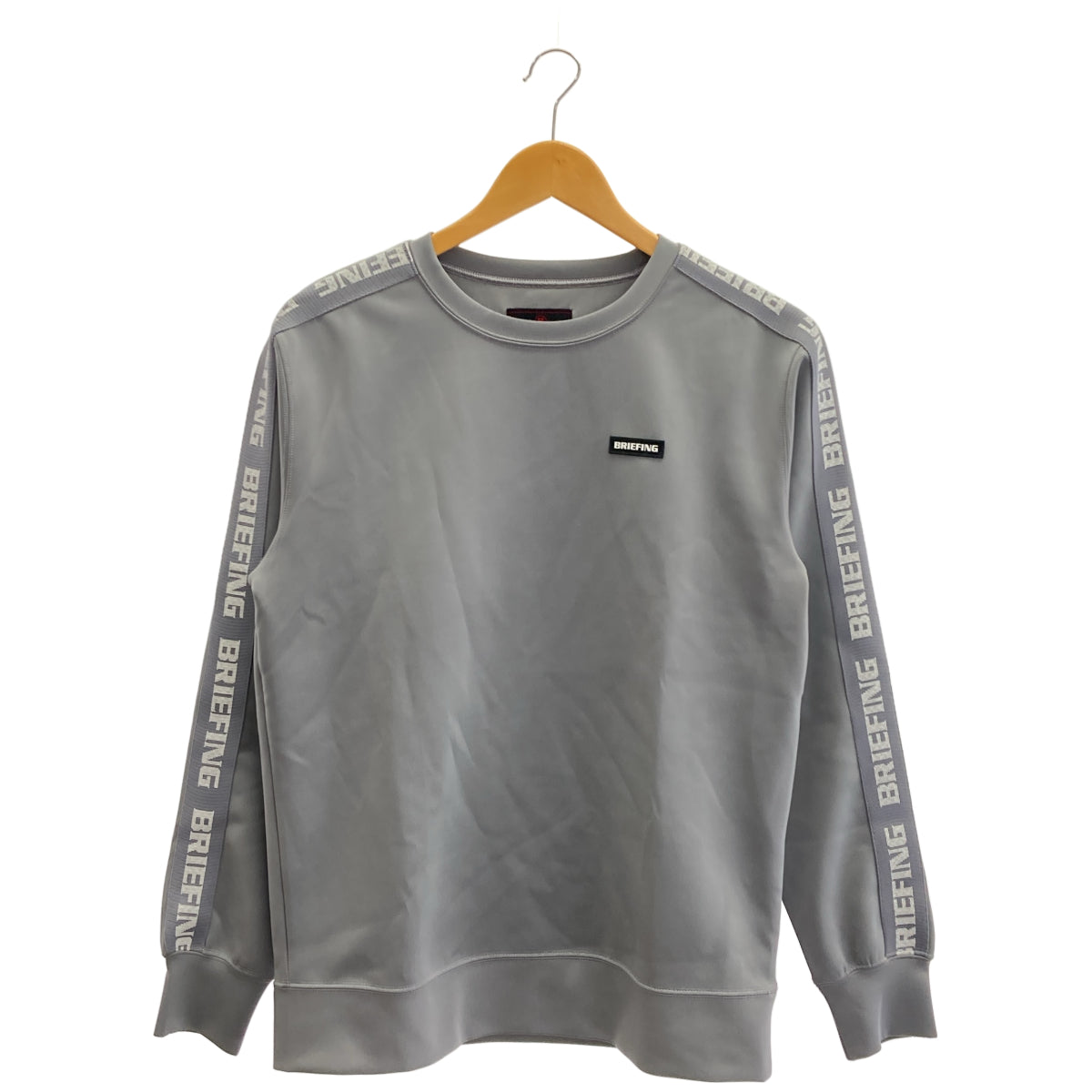 BRIEFING Briefing BRG221M37 Gray Side Logo Stripe Crew-Neck Sweatshirt Top
