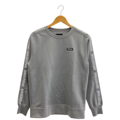 BRIEFING Briefing BRG221M37 Gray Side Logo Stripe Crew-Neck Sweatshirt Top