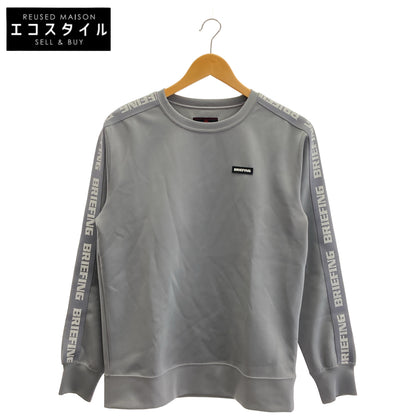 BRIEFING Briefing BRG221M37 Gray Side Logo Stripe Crew-Neck Sweatshirt Top