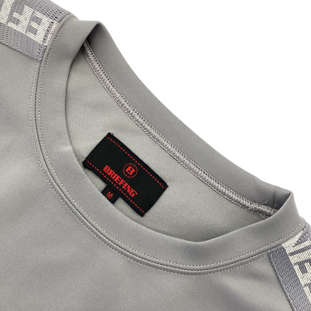 BRIEFING Briefing BRG221M37 Gray Side Logo Stripe Crew-Neck Sweatshirt Top