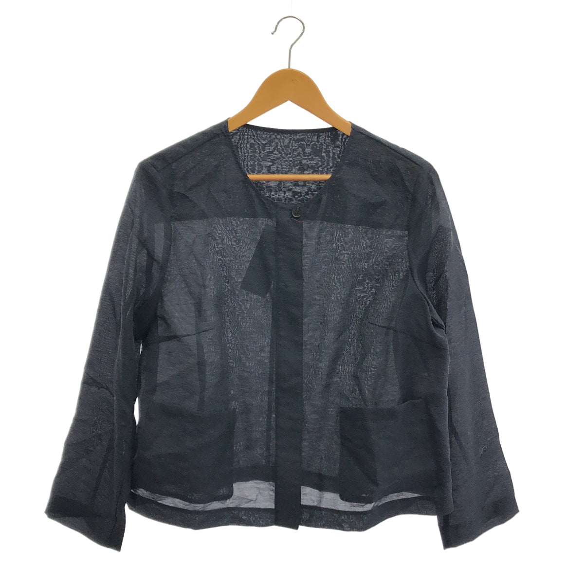 MACKINTOSH LONDON マッキントッシュロンドン G7E15-534-28 ネイビー シャイニーシアーノーカラージャケット トップス