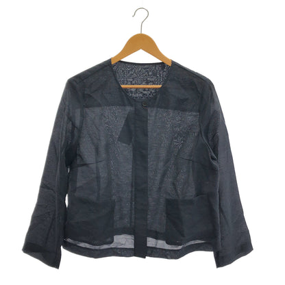MACKINTOSH LONDON マッキントッシュロンドン G7E15-534-28 ネイビー シャイニーシアーノーカラージャケット トップス