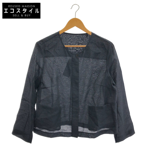 MACKINTOSH LONDON マッキントッシュロンドン G7E15-534-28 ネイビー シャイニーシアーノーカラージャケット トップス
