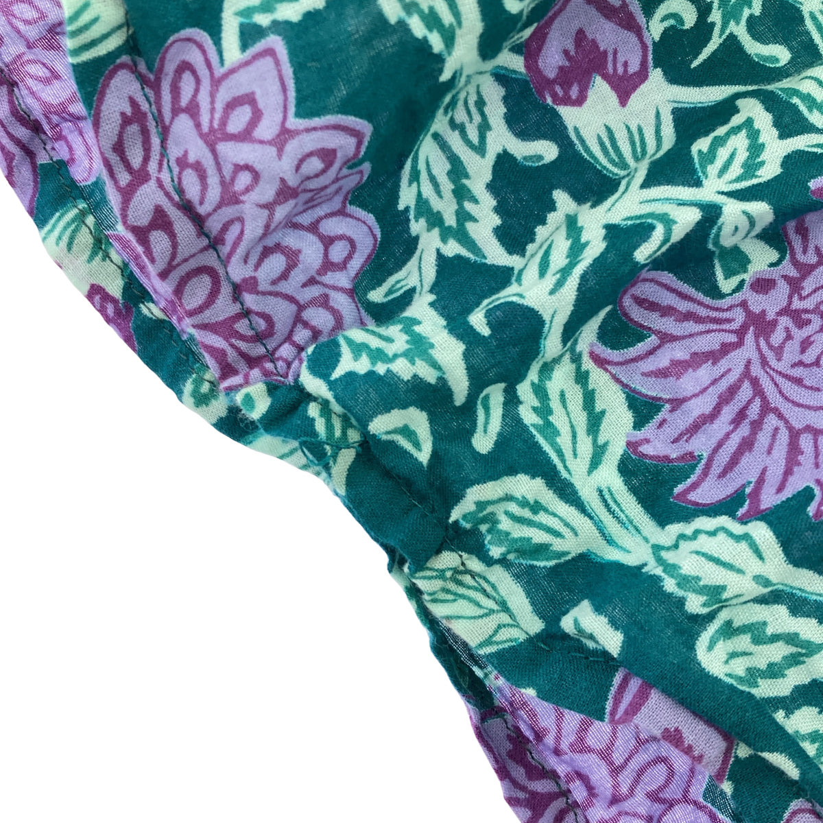 Velnica ヴェルニカ グリーン×パープル コットン 総柄ワンピース トップス