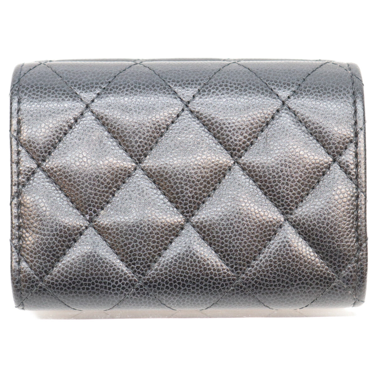 CHANEL シャネル AP3725 黒 ココマーク スター キャビアスキン シルバー金具 三つ折り 財布 三つ折り財布（小銭入れあり）