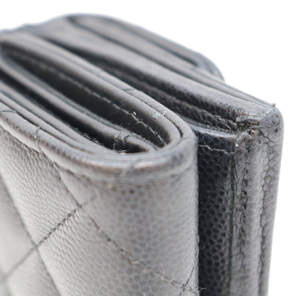 CHANEL シャネル AP3725 黒 ココマーク スター キャビアスキン シルバー金具 三つ折り 財布 三つ折り財布（小銭入れあり）