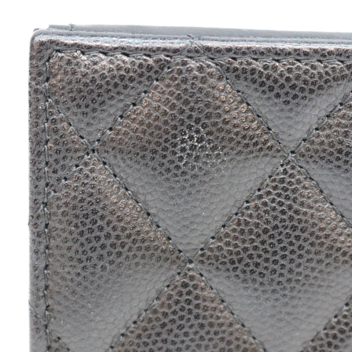 CHANEL シャネル AP3725 黒 ココマーク スター キャビアスキン シルバー金具 三つ折り 財布 三つ折り財布（小銭入れあり）