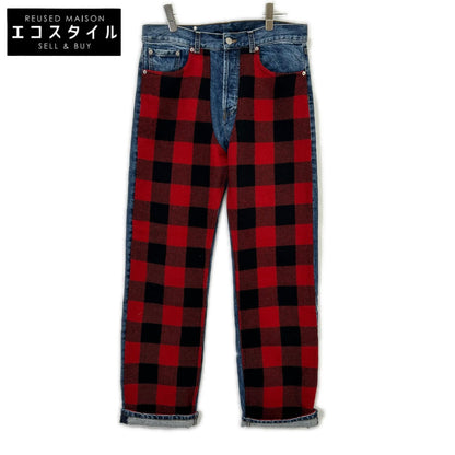 DRIES VAN NOTEN ドリスヴァンノッテン 17AW PRDN-HA-1017 インディゴ タータンチェック パッチワーク デニムパンツ ボトムス