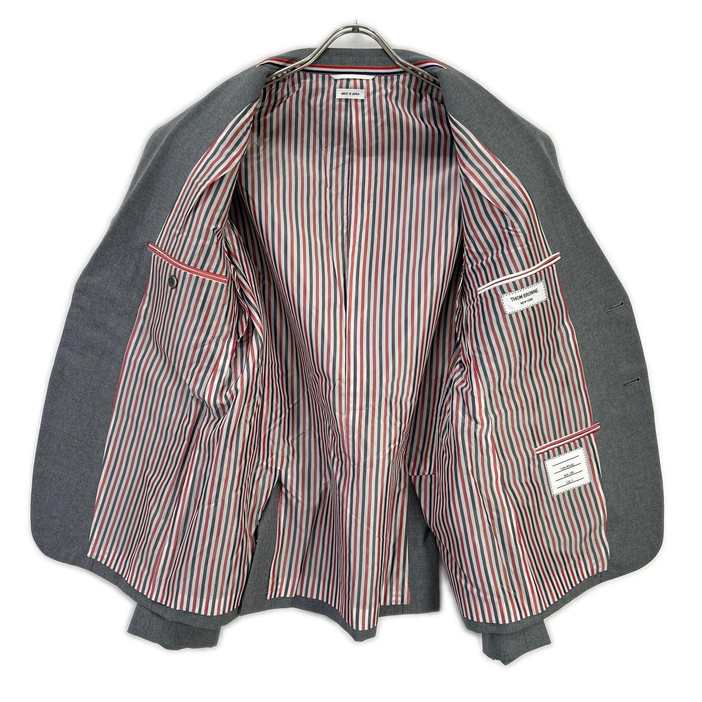 THOM BROWNE トムブラウン MJC187A-02872-035 グレー RWBアームセルビッジハイアームホール 3Bジャケット ジャケット