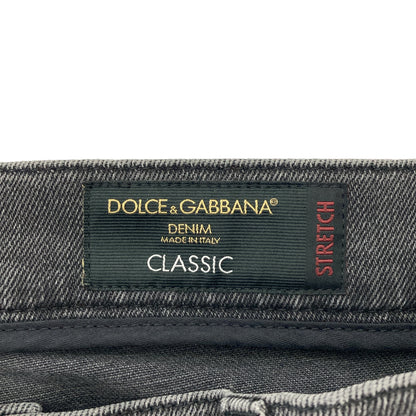 DOLCE&GABBANA ドルチェアンドガッバーナ GY07LZ ブラック CLASSIC 薔薇ワッペン ダメージデニムパンツ ボトムス