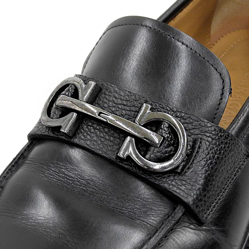 SalvatoreFerragamo サルバトーレフェラガモ 美品 ガンチーニ 厚底 ローファー シューズ メンズ ブラック 9 EEE シューズ