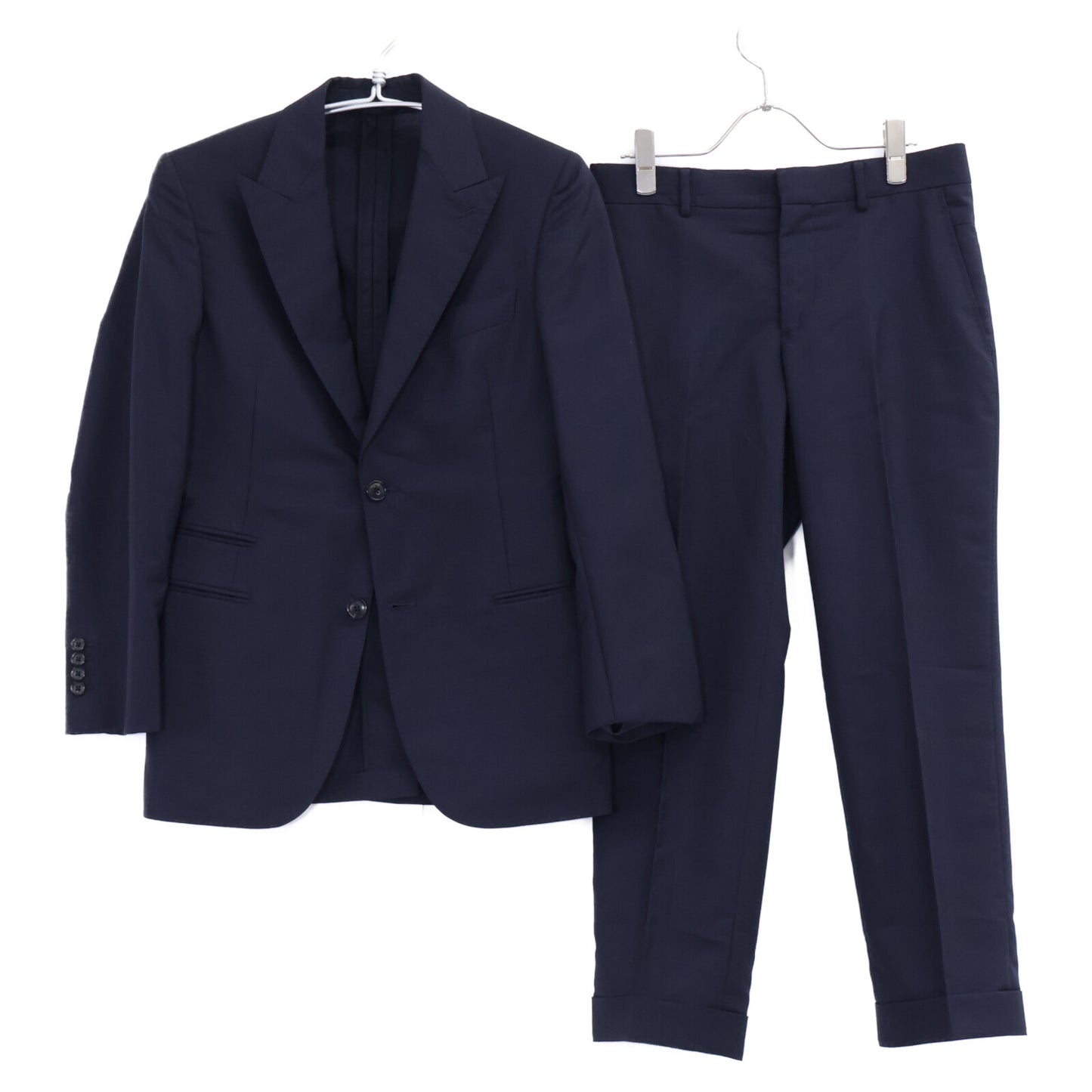 HERMES エルメス 【美品/国内正規】G19851 モヘアｘウール ピークドラペル 2Bシングル スーツ セットアップ