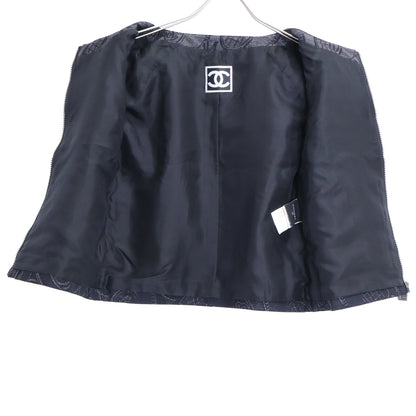 CHANEL シャネル 【美品】P35265V23151 スポーツライン 総柄 シルク混 ノーカラージャケット ジャケット