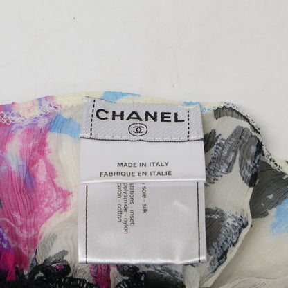 CHANEL 07C P29955V19739 Silk Graffiti CC Lace-Trim Camisole Tops