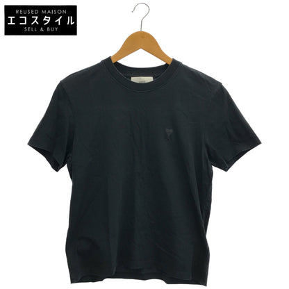 AMI PARIS アミパリス ブラック コットン ロゴ刺繍 Tシャツ トップス