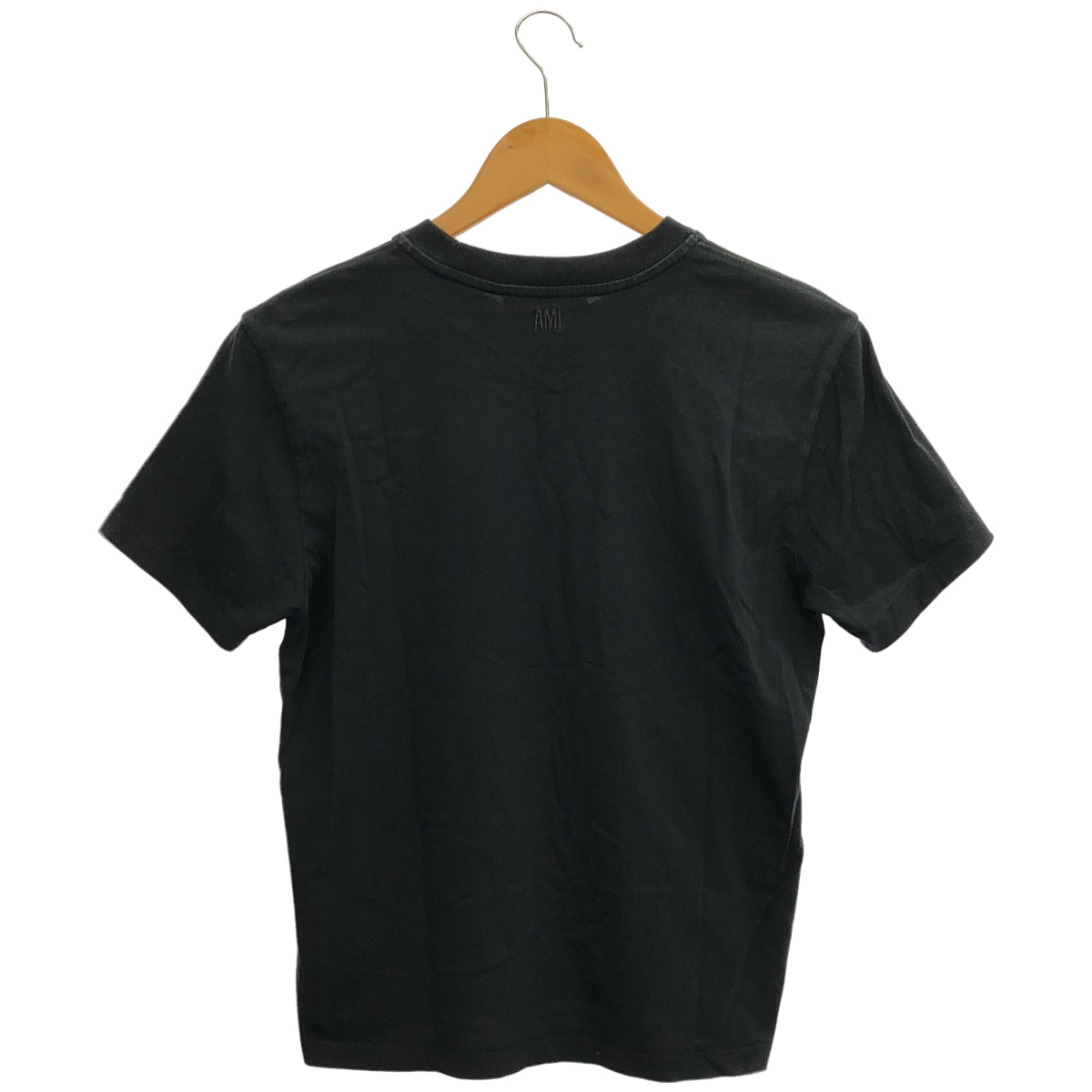 AMI PARIS アミパリス ブラック コットン ロゴ刺繍 Tシャツ トップス