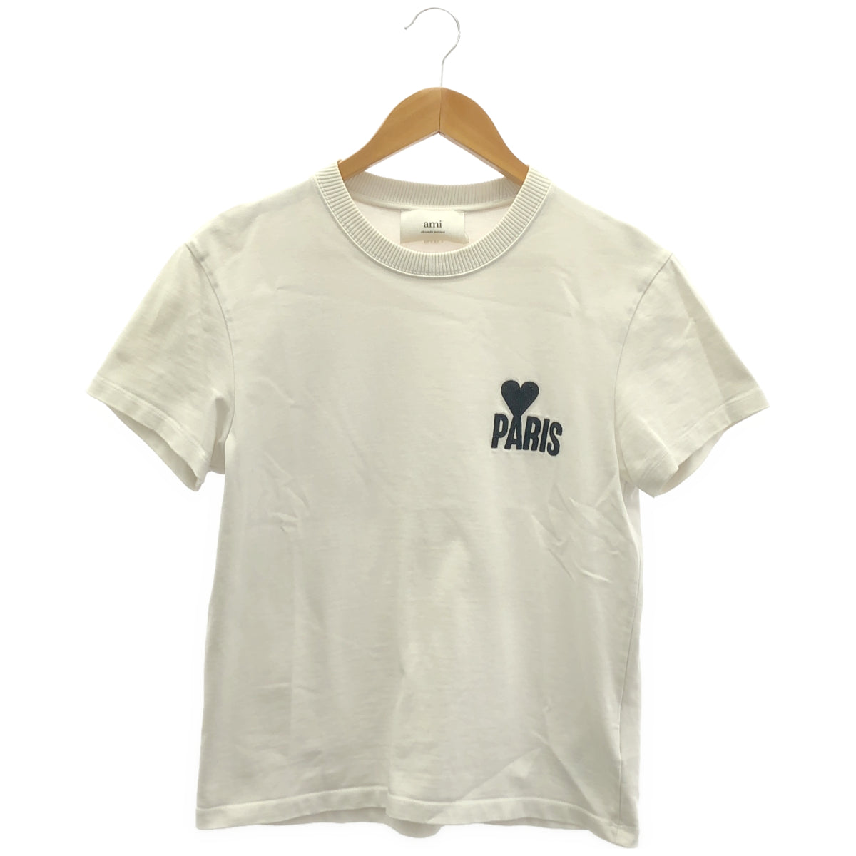 AMI PARIS アミパリス ホワイト ロゴ刺繍 Tシャツ トップス