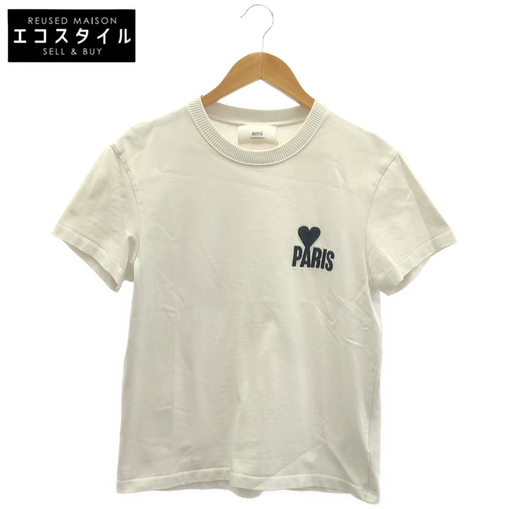 AMI PARIS アミパリス ホワイト ロゴ刺繍 Tシャツ トップス