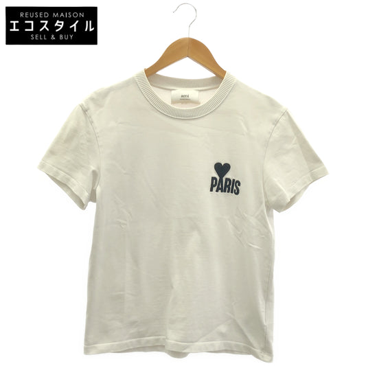 AMI PARIS アミパリス ホワイト ロゴ刺繍 Tシャツ トップス
