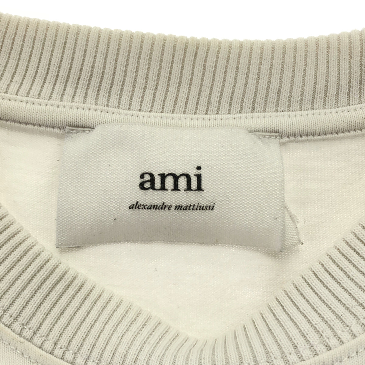 AMI PARIS アミパリス ホワイト ロゴ刺繍 Tシャツ トップス