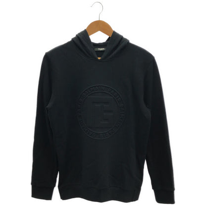 BALMAIN Balmain Black Embossed-Logo Pullover Hoodie Top