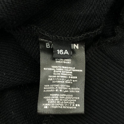 BALMAIN Balmain Black Embossed-Logo Pullover Hoodie Top