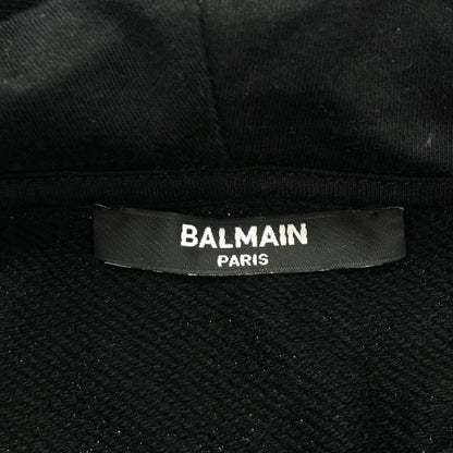 BALMAIN Balmain Black Embossed-Logo Pullover Hoodie Top