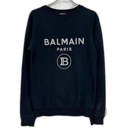 BALMAIN バルマン ブラック ラメ ロゴ スウェット トップス