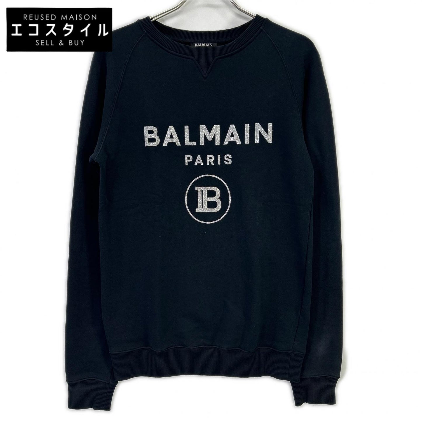 BALMAIN バルマン ブラック ラメ ロゴ スウェット トップス