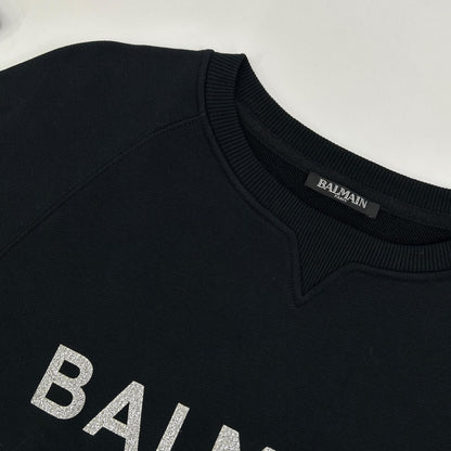 BALMAIN バルマン ブラック ラメ ロゴ スウェット トップス