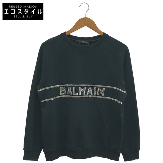 BALMAIN バルマン ブラック ビジュー ロゴ スウェット トップス