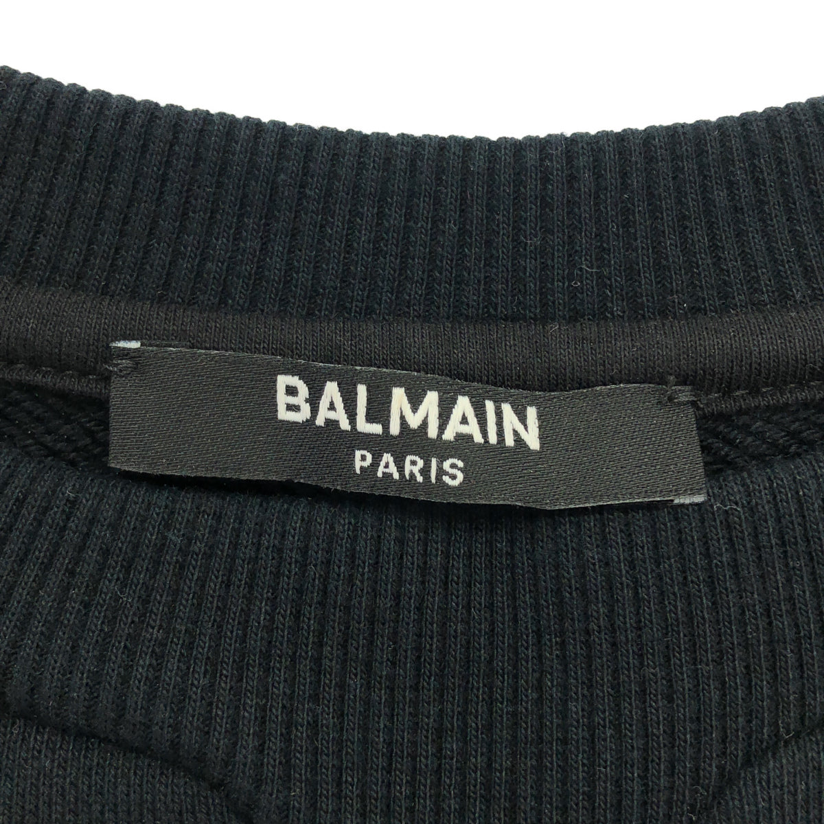 BALMAIN バルマン ブラック ビジュー ロゴ スウェット トップス