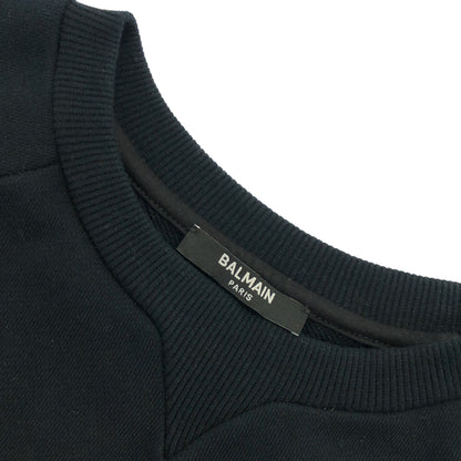BALMAIN バルマン ブラック ビジュー ロゴ スウェット トップス
