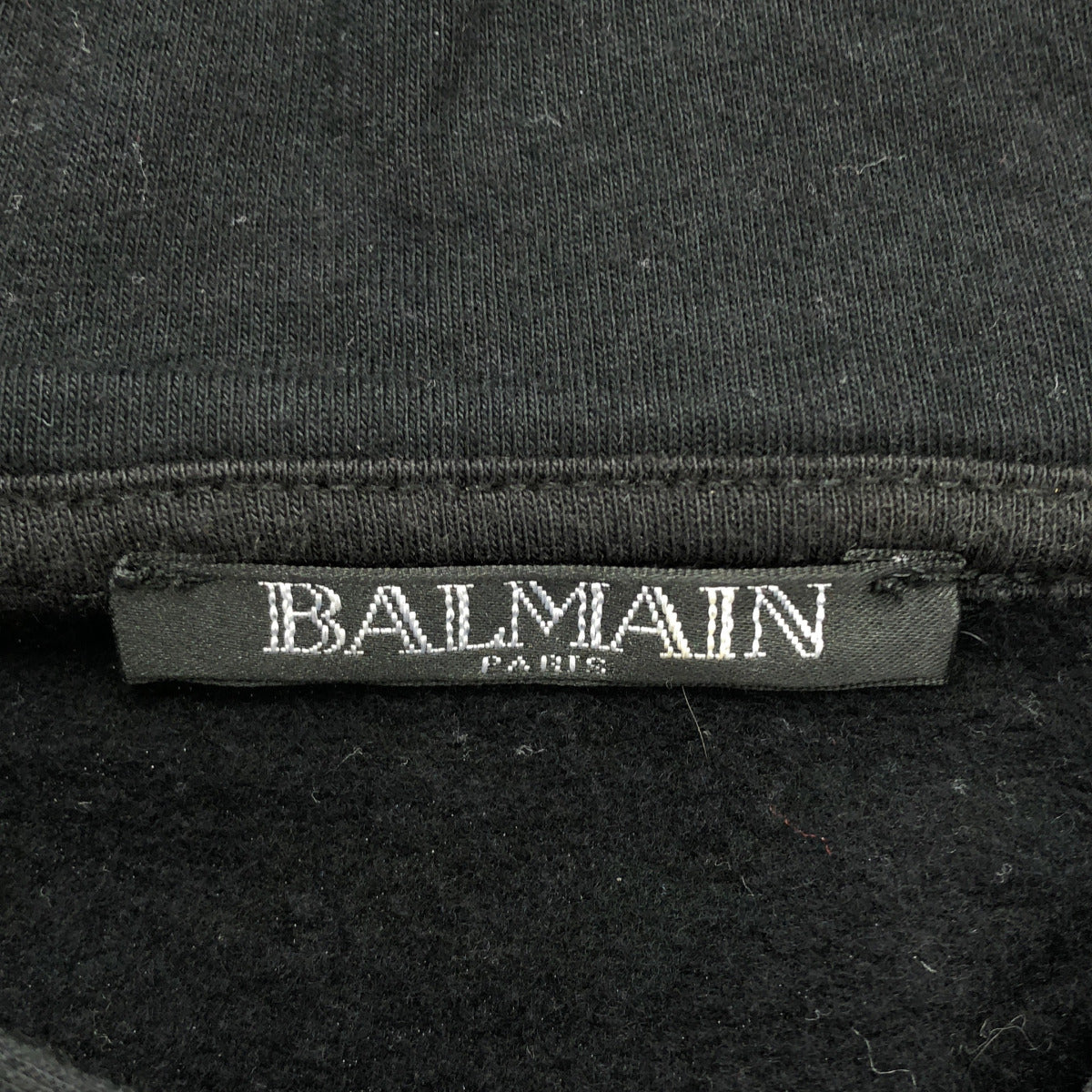 BALMAIN バルマン ブラック コットン ジップアップ パーカー トップス