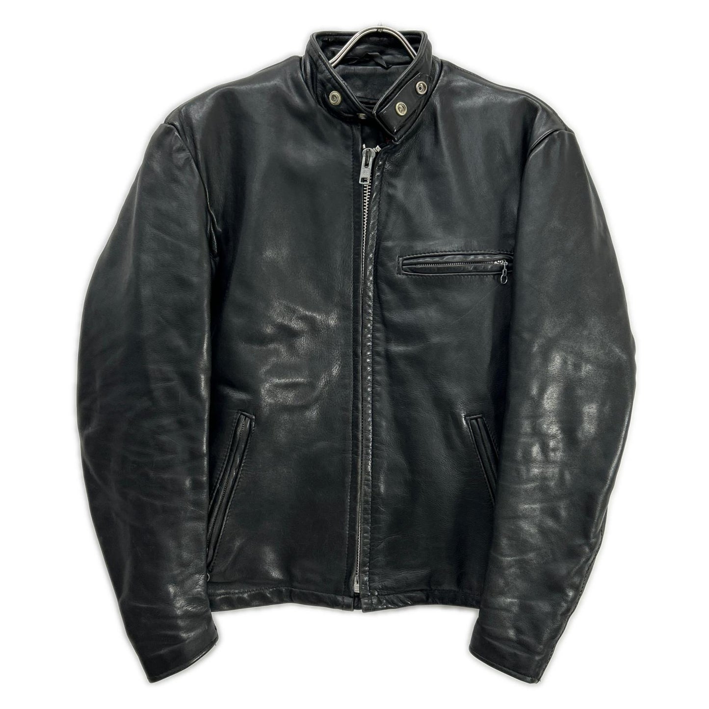 schott Schott 07203 black single rider jacket with shearling lining jacket