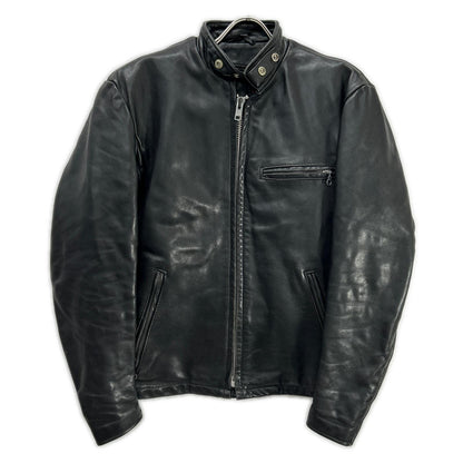 schott Schott 07203 black single rider jacket with shearling lining jacket