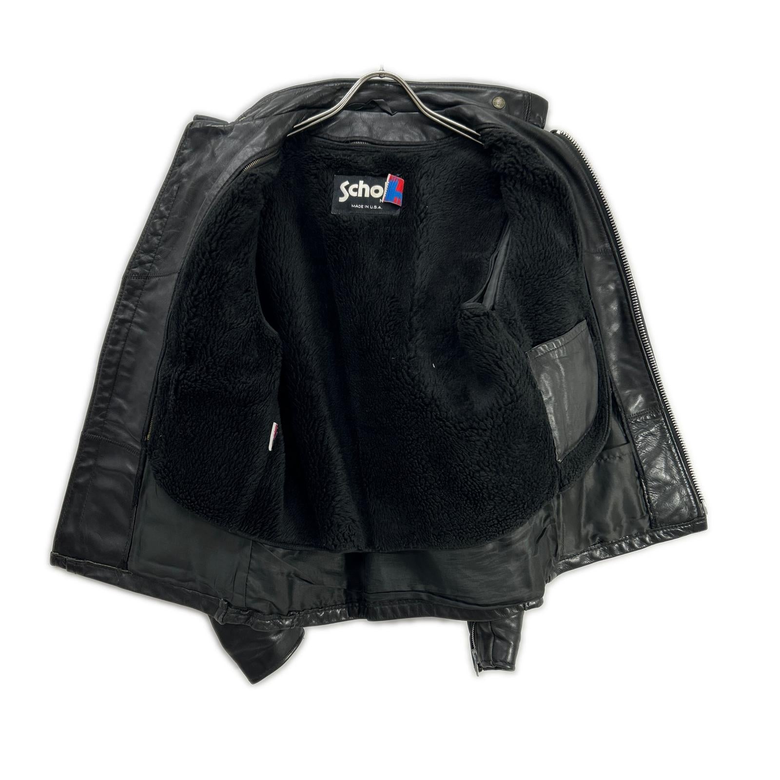 schott Schott 07203 black single rider jacket with shearling lining jacket