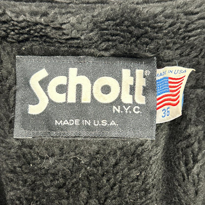 schott Schott 07203 black single rider jacket with shearling lining jacket