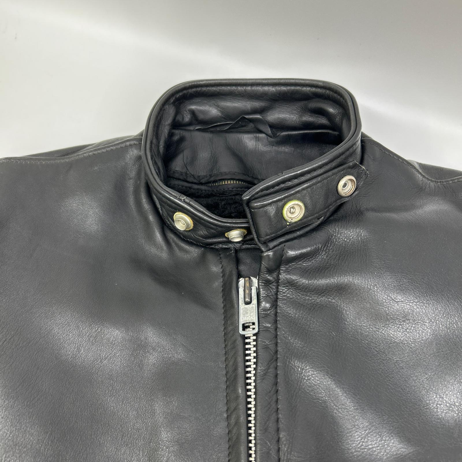 schott Schott 07203 black single rider jacket with shearling lining jacket