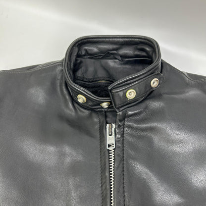 schott Schott 07203 black single rider jacket with shearling lining jacket