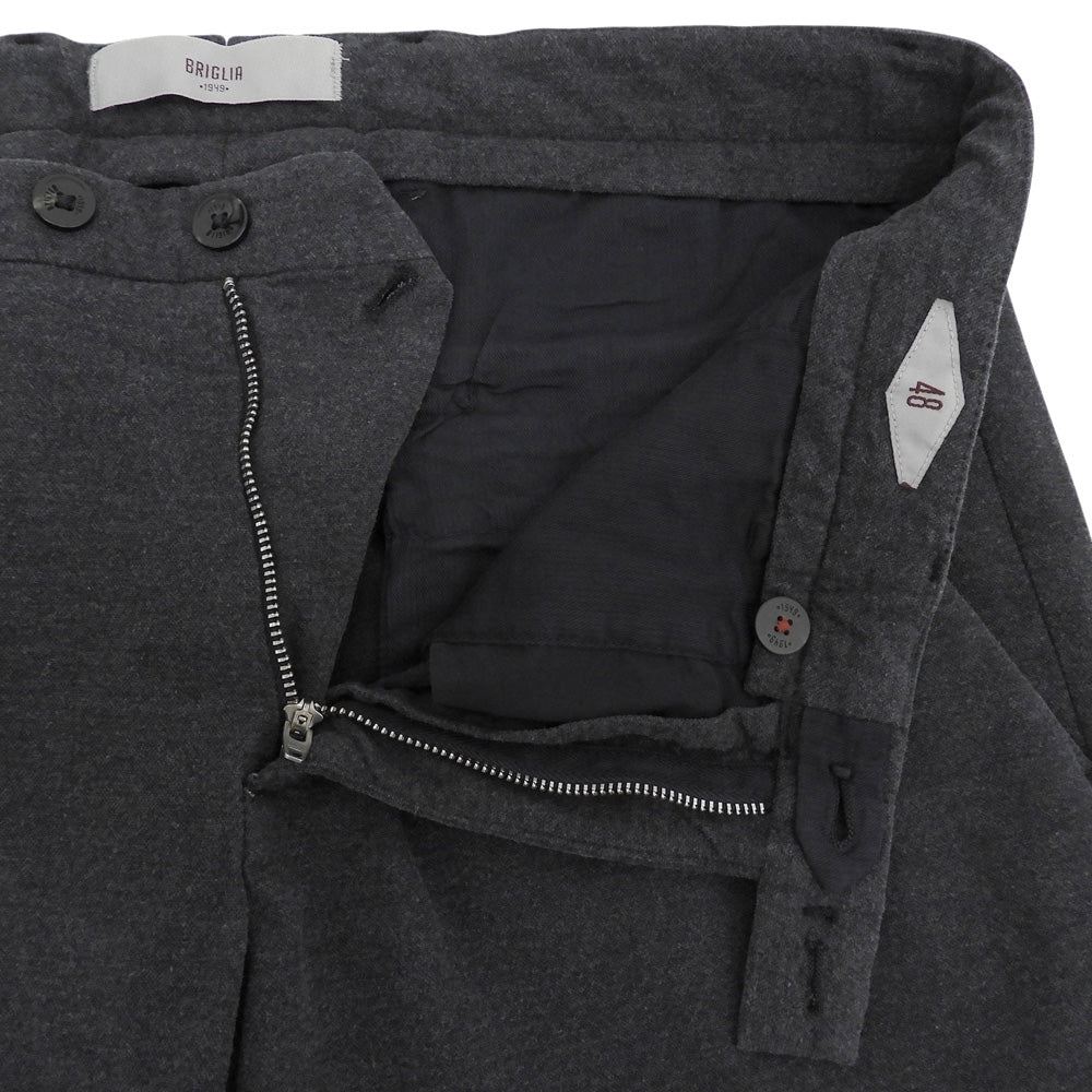 BRIGLIA 1949 ブリリア1949 新品同様 SLIM FIT ノープリーツパンツ ボトムス メンズ コットン グレー 48 BG03 ボトムス