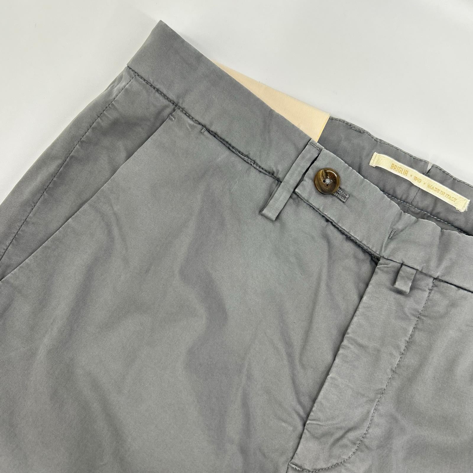 BRIGLIA 1949 ブリリア1949 グレー コットン ERCOLANO ノープリーツ スラックス ボトムス