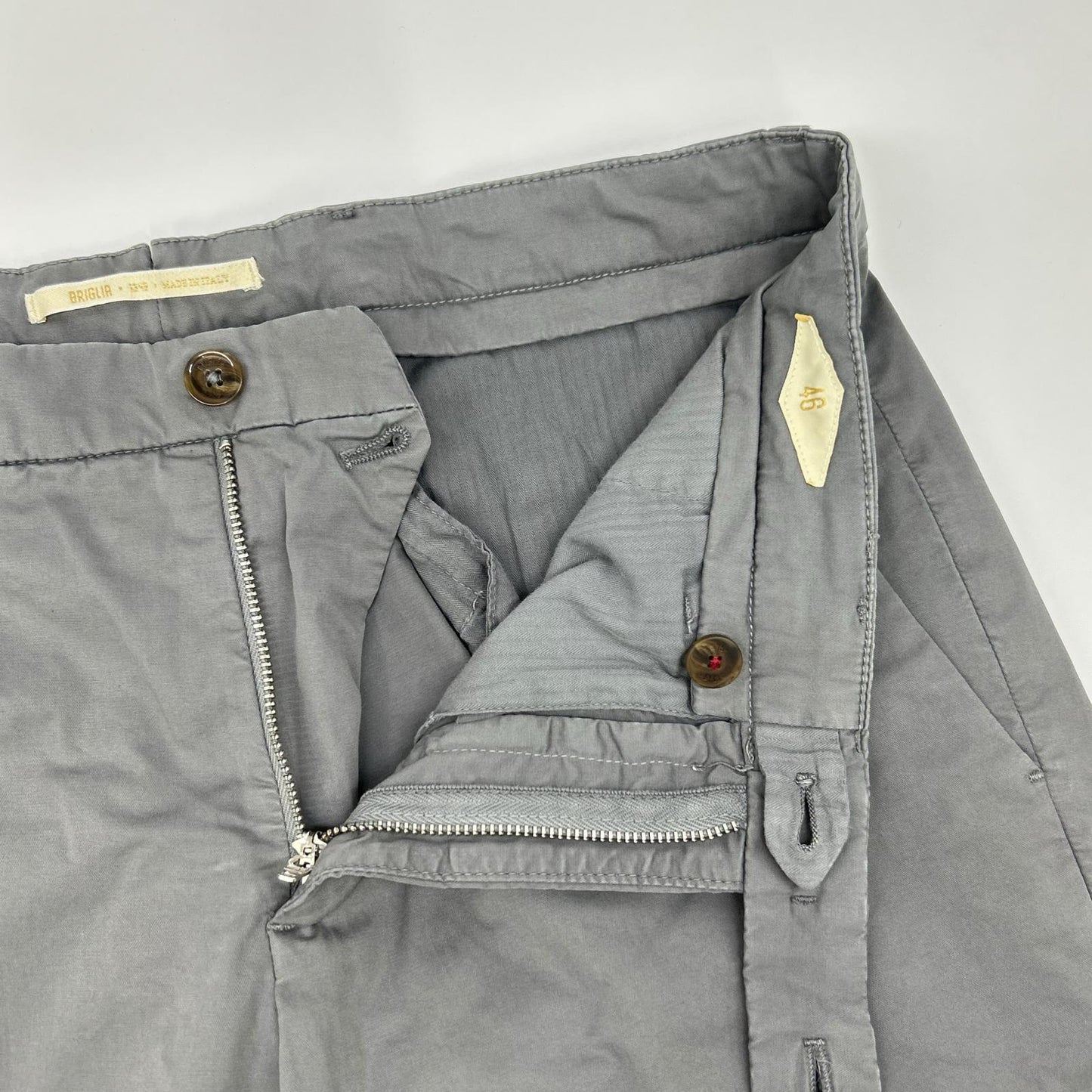BRIGLIA 1949 ブリリア1949 グレー コットン ERCOLANO ノープリーツ スラックス ボトムス