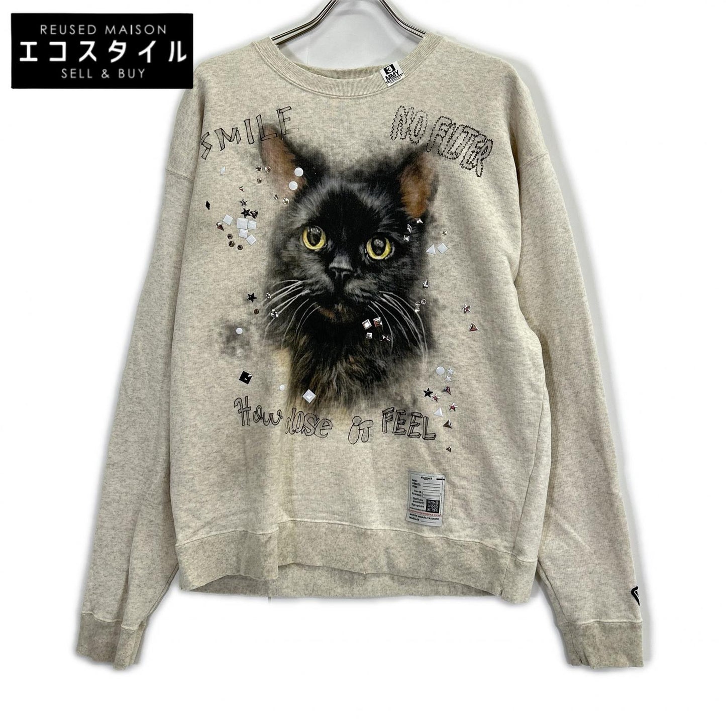 MIHARAYASUHIRO ミハラヤスヒロ J15PO723 25AW グレー EMBELLISHDISTRESS CAT PULLOVER トップス