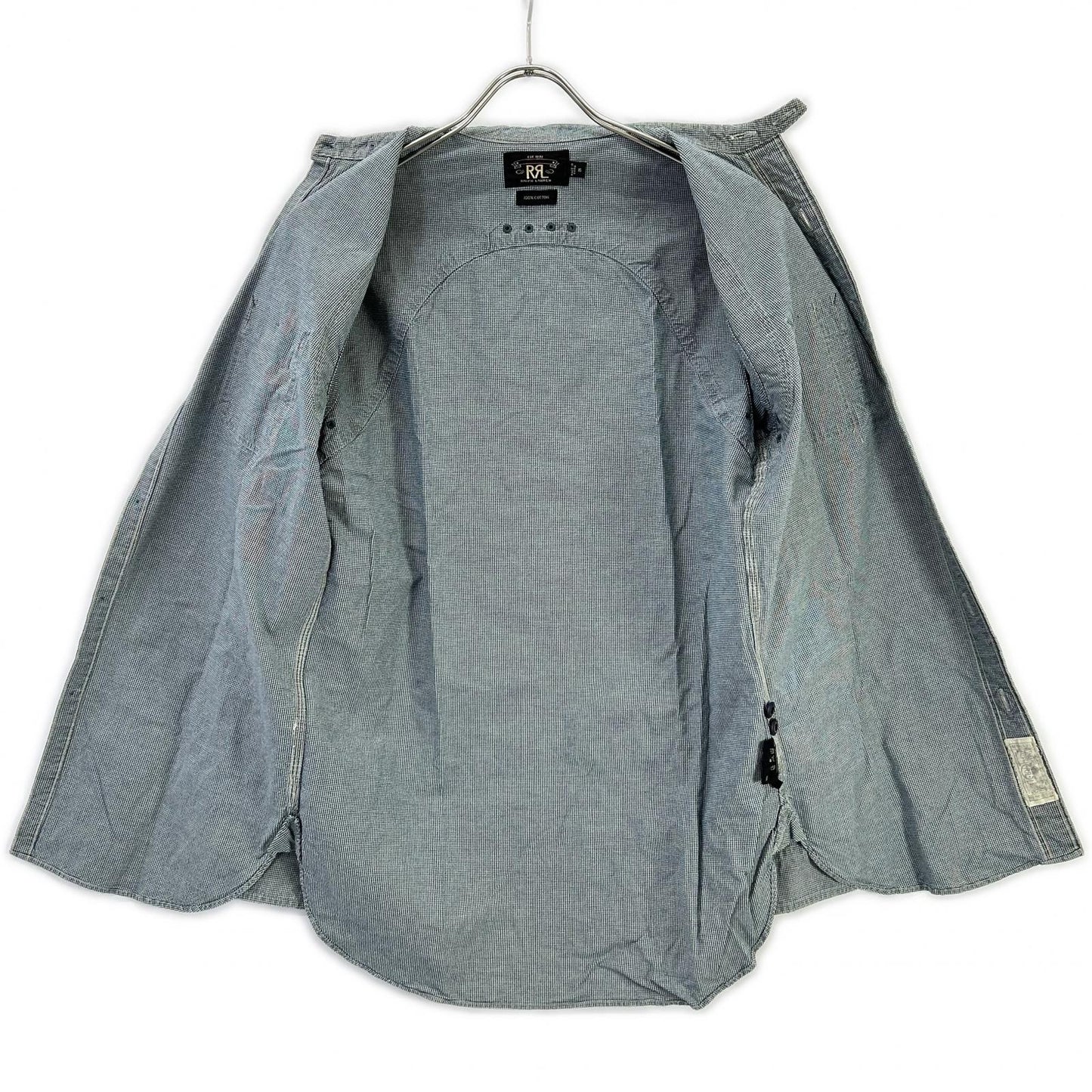 RRL ダブルアールエル ライトブルー インディゴ 千鳥格子 ハウンドトゥース 長袖 シャツ トップス
